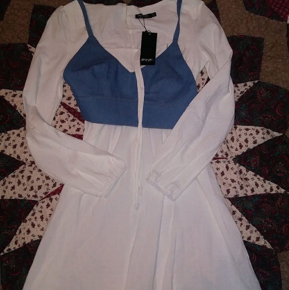 2 piece bohpeasant style dress with denim bralette